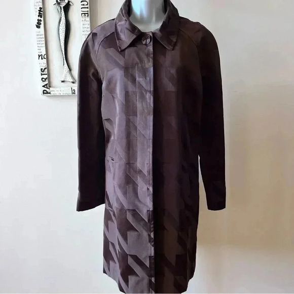 Vintage 90s Cynthia Rowley Brown Houndstooth Two Piece Dress Coat Suit Size 12 L - Picture 8 of 16